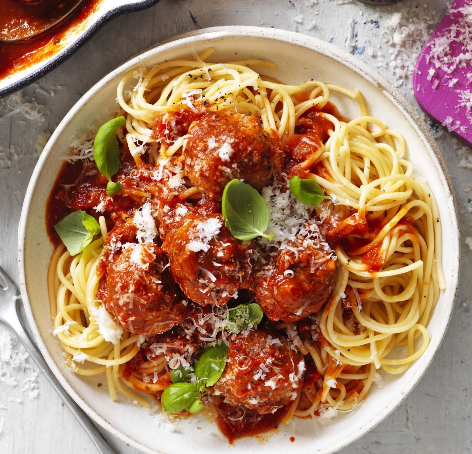 Food court counter with hot slices on display